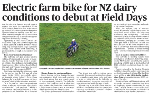 Stuff special publication article about the Galvbike